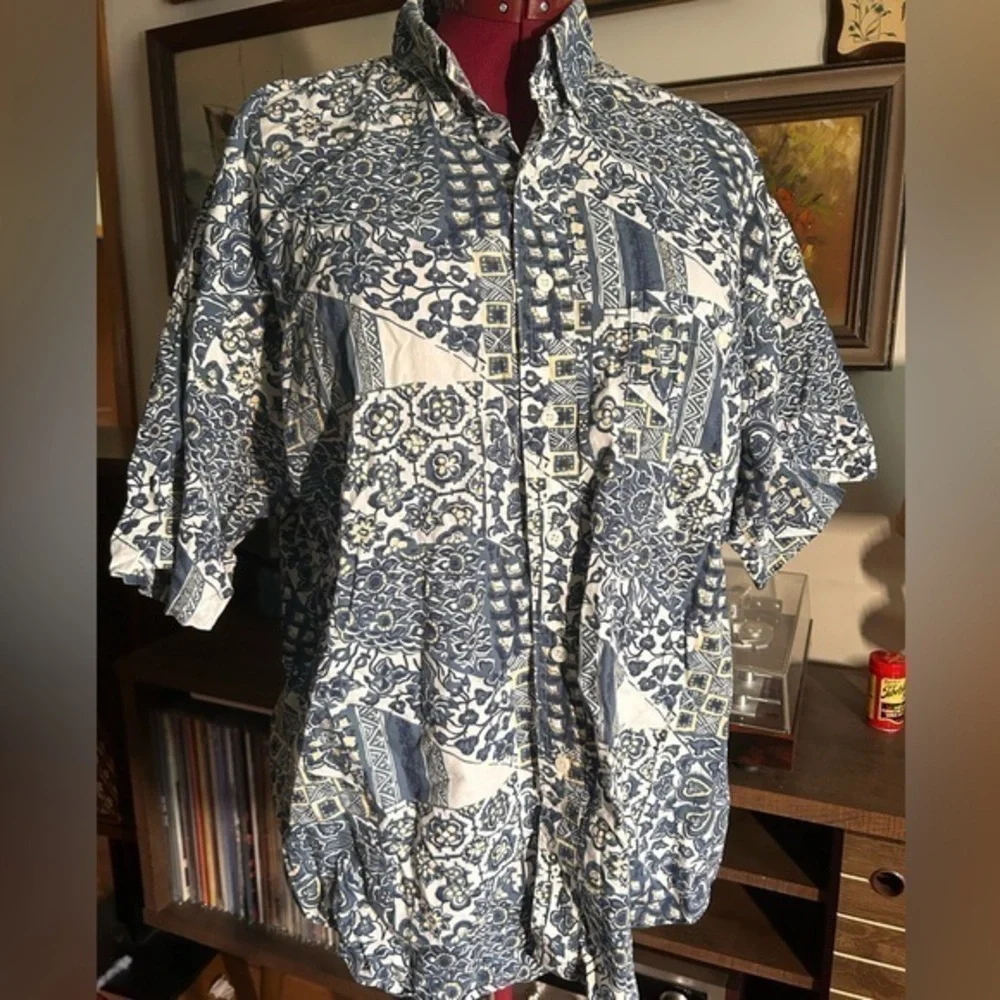 Vintage Gant Abstract Design Button Down Shirt Large - Picture 1 of 5